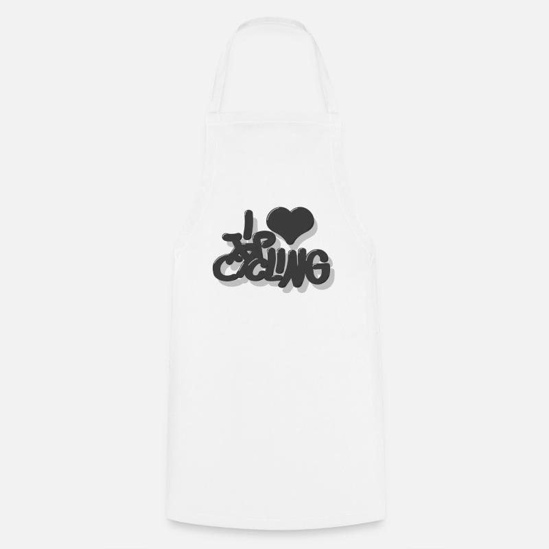 I_love_Cycling_grau - Tablier de cuisine - blanc