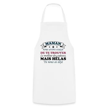 Maman nous avons essayé de te trouver cadeau - Tablier de cuisine - blanc - Devant - AI Model Male 185 dark (185cm)
