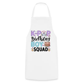 K-Pop Birthday Boy Squad - Cooking Apron - white - Front - AI Model Male 185 dark (185cm)