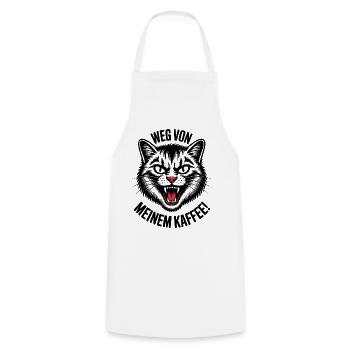Weg von meinem Kaffee zornige Katze - Kochschürze - Weiß - Vorne - AI Model Male 185 dark (185cm)