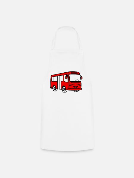 Bus-Cartoon - Kochschürze - Weiß