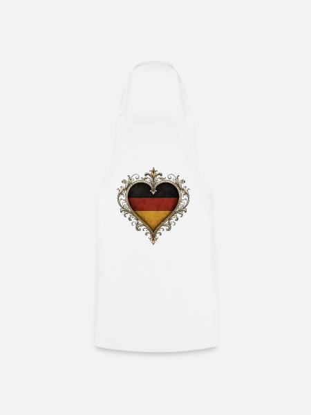Herzflagge im Goldrahmen - Kochschürze - Weiß