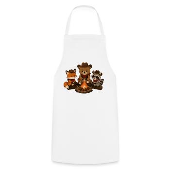 Camping animals around the campfire with marshmallows - Cooking Apron - white - Front - AI Model Male 185 dark (185cm)