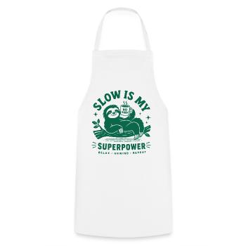 Slow Is My Superpower Sloth - Kochschürze - Weiß - Vorne - AI Model Male 185 dark (185cm)