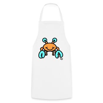 Krebs groß - Kochschürze - Weiß - Vorne - AI Model Male 185 dark (185cm)