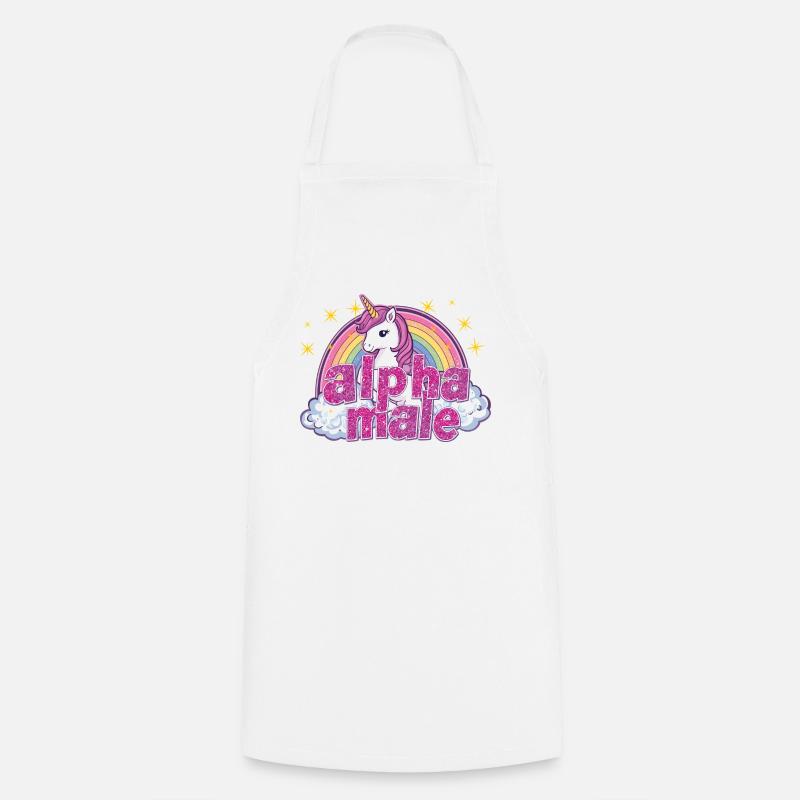 alphaMaleUnicorn - Cooking Apron - white