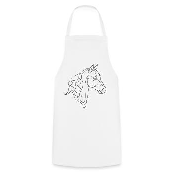 Minimalist Horse Line Art Elegant Line Design - Cooking Apron - white - Front - AI Model Male 185 dark (185cm)