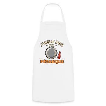 J'peux pas j'ai pétanque - Tablier de cuisine - blanc - Devant - AI Model Male 185 dark (185cm)