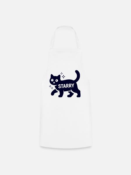 Samtpfote Starry Lustig Monochrom Katze - Kochschürze - Weiß