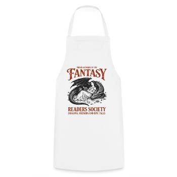Fantasy Readers, Guild, Dragons & Spells Books - Cooking Apron - white - Front - AI Model Male 185 dark (185cm)