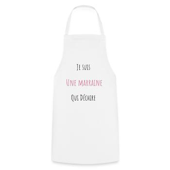 Je suis Une Marraine Qui Déchire - Tablier de cuisine - blanc - Devant - AI Model Male 185 dark (185cm)