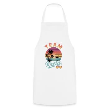 Team Kreta Strand Retro Sunset - Kochschürze - Weiß - Vorne - AI Model Male 185 dark (185cm)