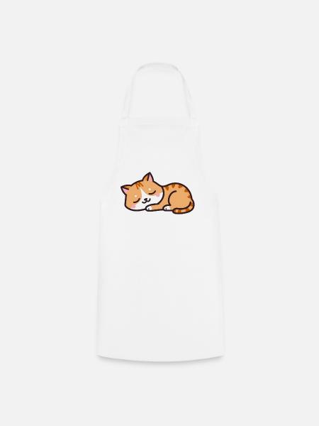Schlafende Katze - Kochschürze - Weiß