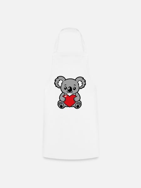 Süßer Koala mit Kawaii-rotem Herz - Kochschürze - Weiß