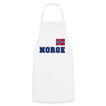 NORWEGN - NORGE Trikot Look - Flagge auf der Brust - Kochschürze - Weiß - Vorne - AI Model Male 185 dark (185cm)