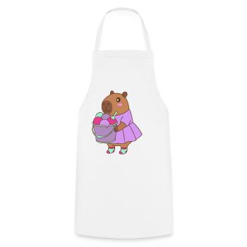 Kawaii Cute Capybara Sweet Treat –Summer art - Cooking Apron - white - Front - AI Model Male 185 dark (185cm)