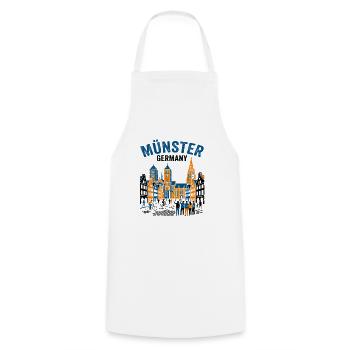 Münster Germany Skyline With Cyclists And Tourists - Cooking Apron - white - Front - AI Model Male 185 dark (185cm)