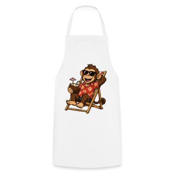 Monkey on the beach in Hawaiian look - Cooking Apron - white - Front - AI Model Male 185 dark (185cm)