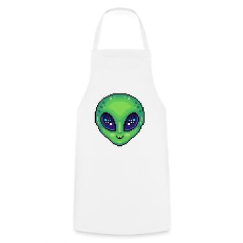 Cute Alien Kawaii Pixel Art Style - Cooking Apron - white - Front - AI Model Male 185 dark (185cm)