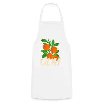Olá Retro Orange Plants Holiday Greeting - Cooking Apron - white - Front - AI Model Male 185 dark (185cm)