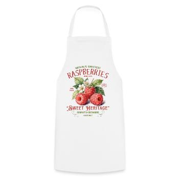 Raspberry Heritage Vintage Orchard Label - Cooking Apron - white - Front - AI Model Male 185 dark (185cm)
