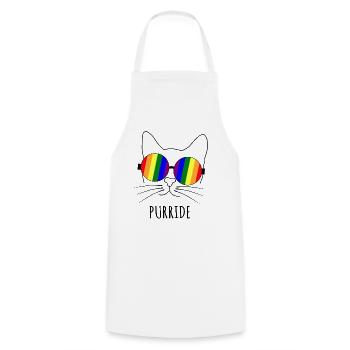 Purride Katze LGBT Gay Pride Mit Regenbogen Brille - Kochschürze - Weiß - Vorne - AI Model Male 185 dark (185cm)