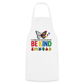 Autism Be Kind Awareness | Colorful Butterfly - Cooking Apron - white - Front - AI Model Male 185 dark (185cm)