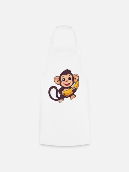 Niedlicher lustiger Affe mit Banane Geschenk - Kochschürze - Weiß