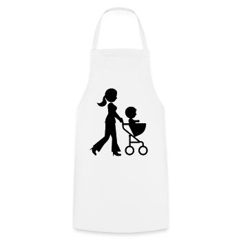 Mama Kinderwagen Baby - Kochschürze - Weiß - Vorne - AI Model Male 185 dark (185cm)