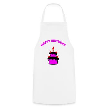 Neon Birthday Cake Sticker - Cooking Apron - white - Front - AI Model Male 185 dark (185cm)