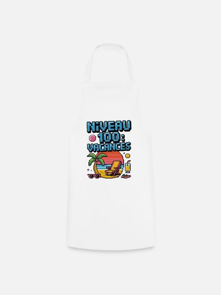 Level 100 Urlaubs-Pixelkunst - Kochschürze - Weiß
