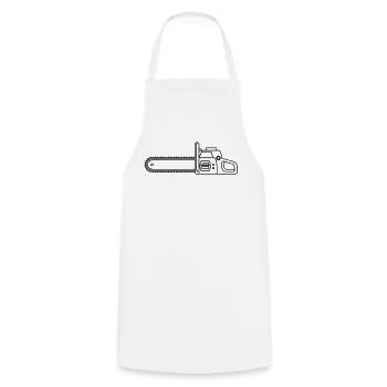 chainsaw - Cooking Apron - white - Front - AI Model Male 185 dark (185cm)
