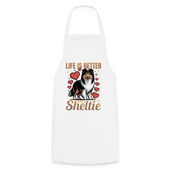 Chien Shetland Sheltie Race - Tablier de cuisine - blanc - Devant - AI Model Male 185 dark (185cm)