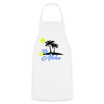 Écriture néon Hibiscus Aloha - Tablier de cuisine - blanc - Devant - AI Model Male 185 dark (185cm)