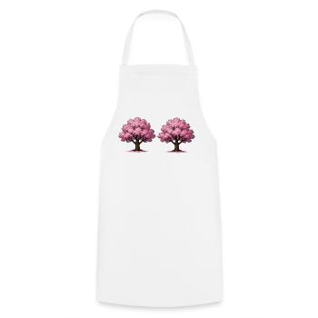 Cherry Blossom Tree Art - Cooking Apron - white - Front - AI Model Male 185 dark (185cm)