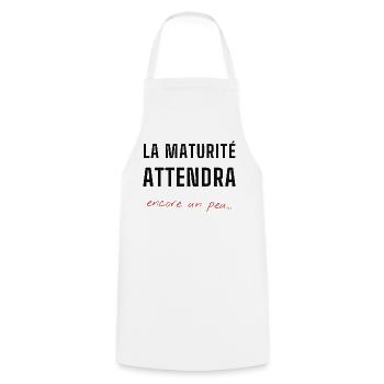Maturité en Attente Typo Contrasté - Tablier de cuisine - blanc - Devant - AI Model Male 185 dark (185cm)