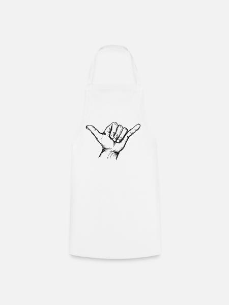 Shaka Surfgruß Handzeichen – Illustration - Kochschürze - Weiß