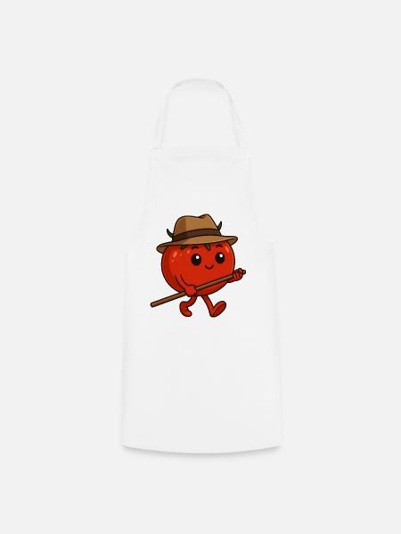 Tomate auf Wanderschaft - Kochschürze - Weiß