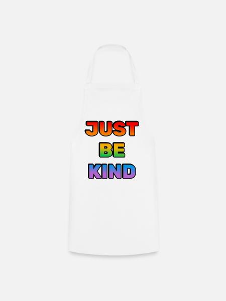 Just Be Kind, Regenbogenverlauf - Kochschürze - Weiß