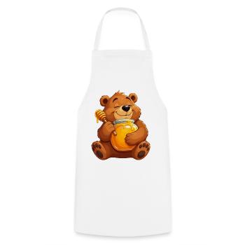 Ours câlin avec pot de miel - Tablier de cuisine - blanc - Devant - AI Model Male 185 dark (185cm)