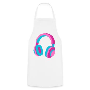 Kopfhörer 80er Retro Synthwave DJ Musik Gamer - Kochschürze - Weiß - Vorne - AI Model Male 185 dark (185cm)
