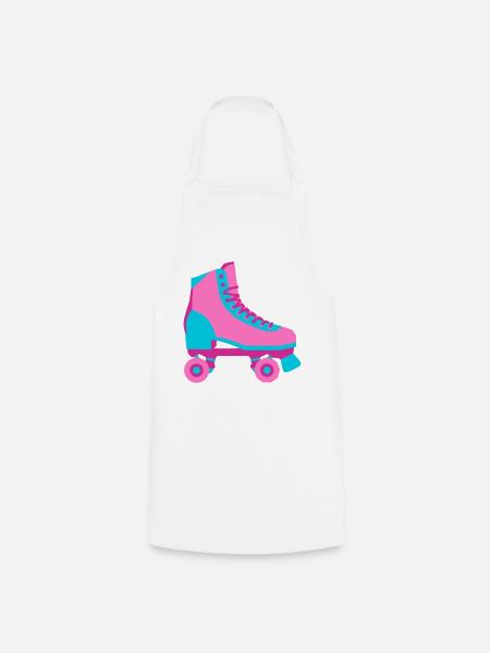 Rollschuh Rollschuhfahren Roller Derby 80er - Kochschürze - Weiß