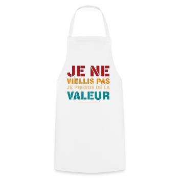 Je Ne Viellis Pas Je Prends De La Valeur T-Shir... - Tablier de cuisine - blanc - Devant - AI Model Male 185 dark (185cm)