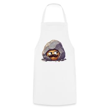 Stone with Mustache Mascot - Cooking Apron - white - Front - AI Model Male 185 dark (185cm)