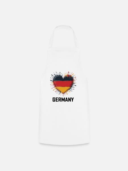  Herz mit Deutscher Flagge - Kochschürze - Weiß