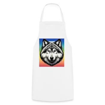 Wolf - Kochschürze - Weiß - Vorne - AI Model Male 185 dark (185cm)