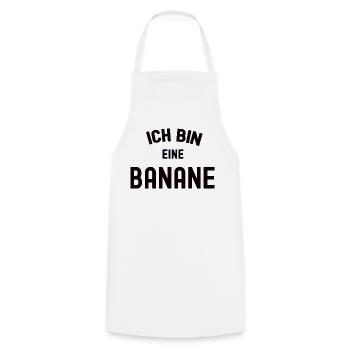 ICH BIN EINE BANANE Karneval Kostüm Obst Bananen - Kochschürze - Weiß - Vorne - AI Model Male 185 dark (185cm)