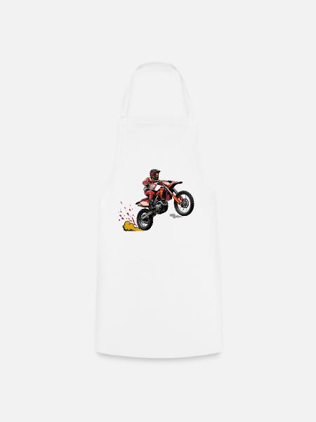 Motocross Sprung Illustration - Kochschürze - Weiß