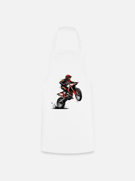 Motocross-Rennfahrer im Sprint - Kochschürze - Weiß