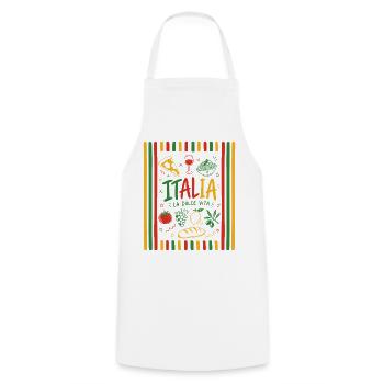 Italia - La dolce vita - Kochschürze - Weiß - Vorne - AI Model Male 185 dark (185cm)